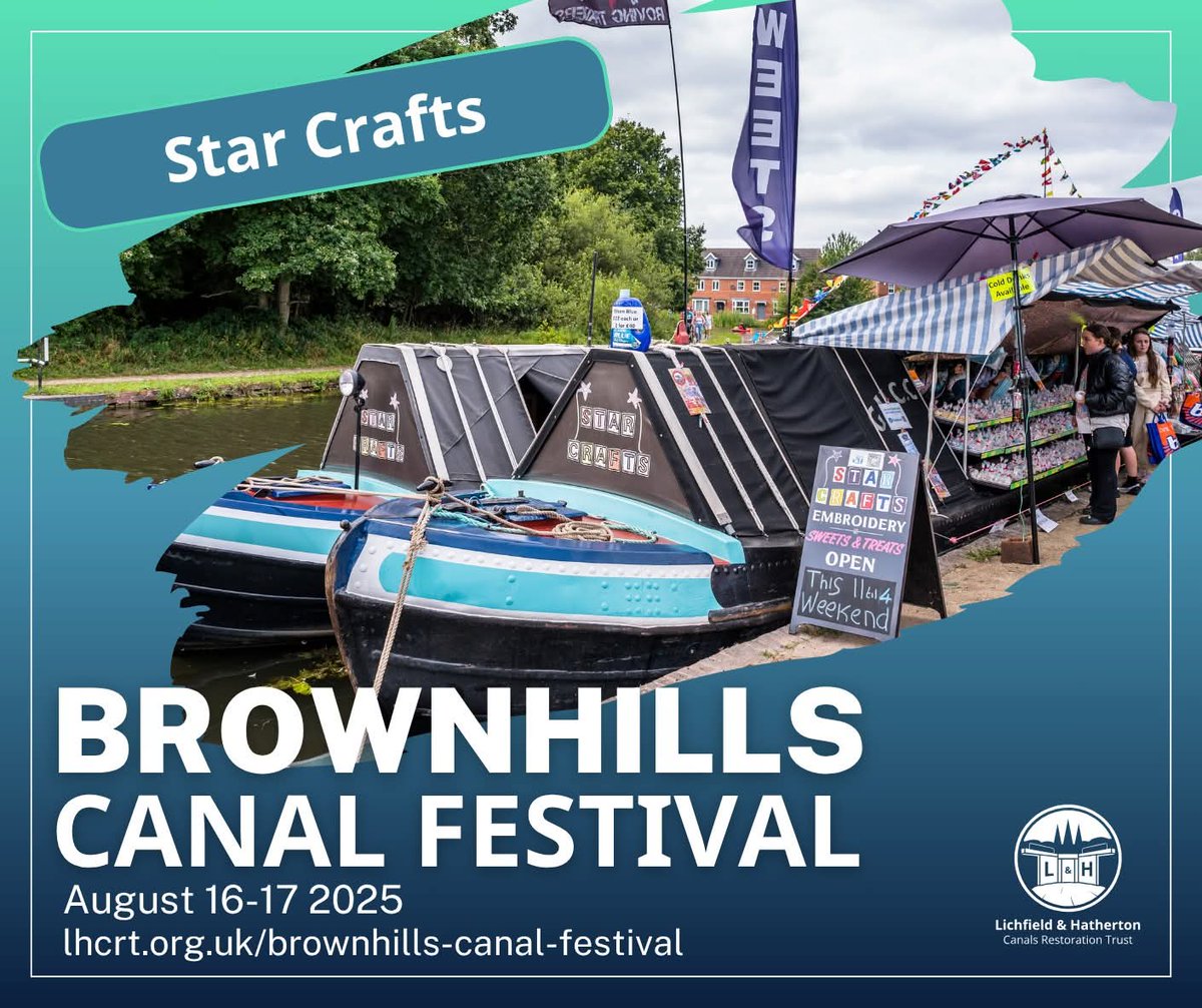 LHCRT1's tweet image. It's time to introduce you to the traders at Brownhills Canal Festival.
First @StarCraftsNeb offering a treasure trove of handcrafted gifts and traditional sweets for all ages. They’re a festival favourite for good reason!
lhcrt.org.uk/brownhills-can…