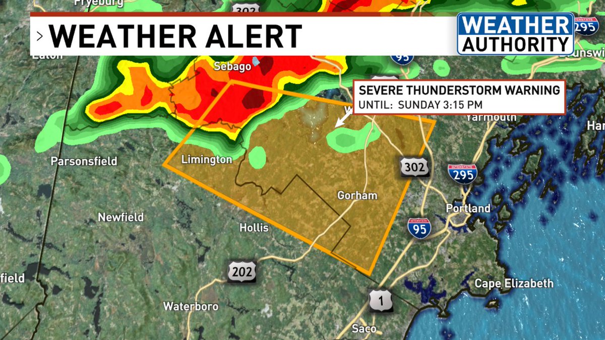 A Severe Thunderstorm Warning is in effect for parts of Cumberland, York County until 7/20 3:15PM