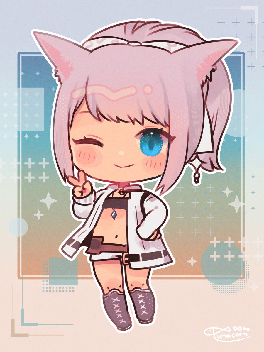tunacorn14's tweet image. デフォルメポニテミコッテちゃん🎀 #FF14 #FF14イラスト