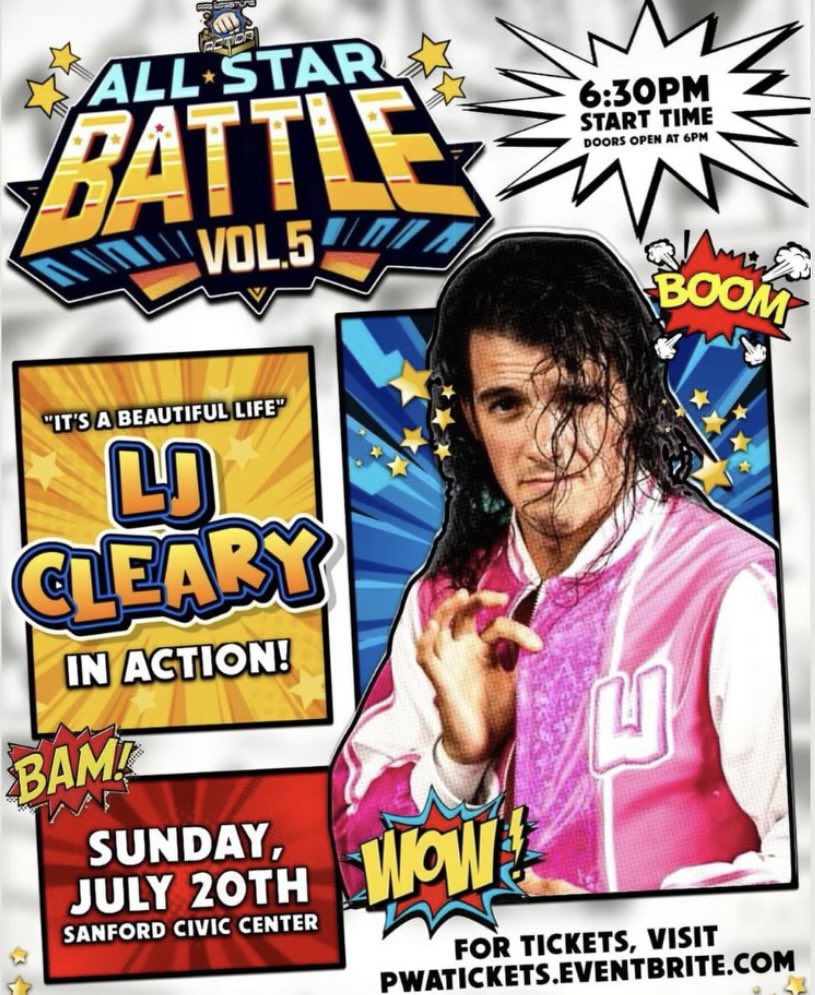 LJ_Cleary's tweet image. Today!
📍Sanford Fl
Pro Wrestling Action debut!
New tees available! S-2XL $25!