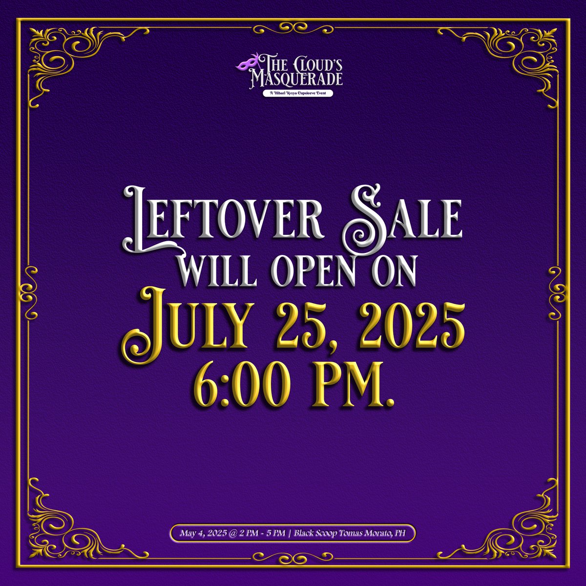 vongolaph's tweet image. The grandeur may have passed, but the Cloud Princeโs presence endures beyond time. โจ
In case you missed it, another chance awaits you on July 25 at 6 PM, where you can relive the magic and obtain royal keepsakes crafted by Vongolaโs finest.
#HibariKyoyaCSE #TheCloudsMasquerade