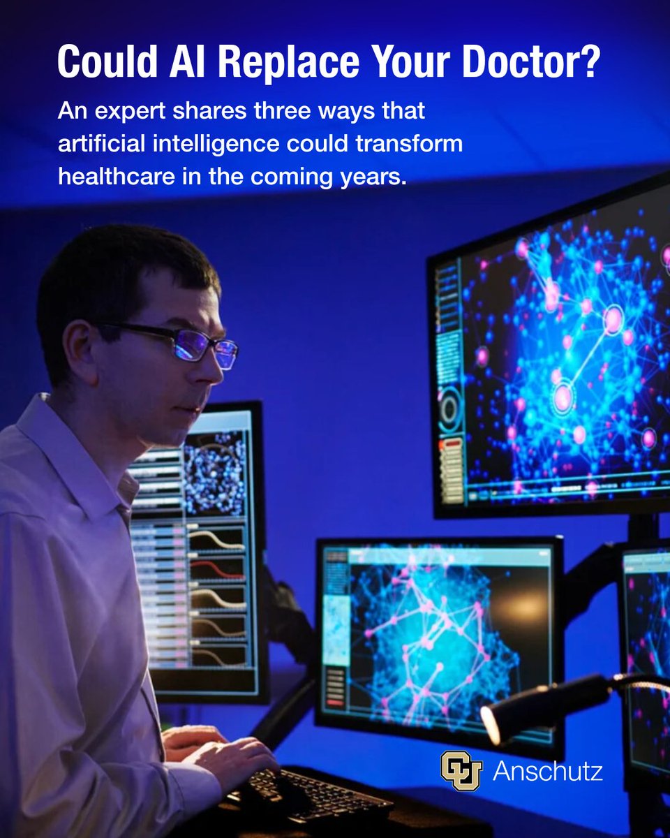 CUAnschutz's tweet image. AI won't replace your doctor, but it can support clinicians with disease detection, charting, decision-making and more. 💡
@GreeneScientist of #CUAnschutz shares how it is transforming health care and medicine: bit.ly/3GOz5ph