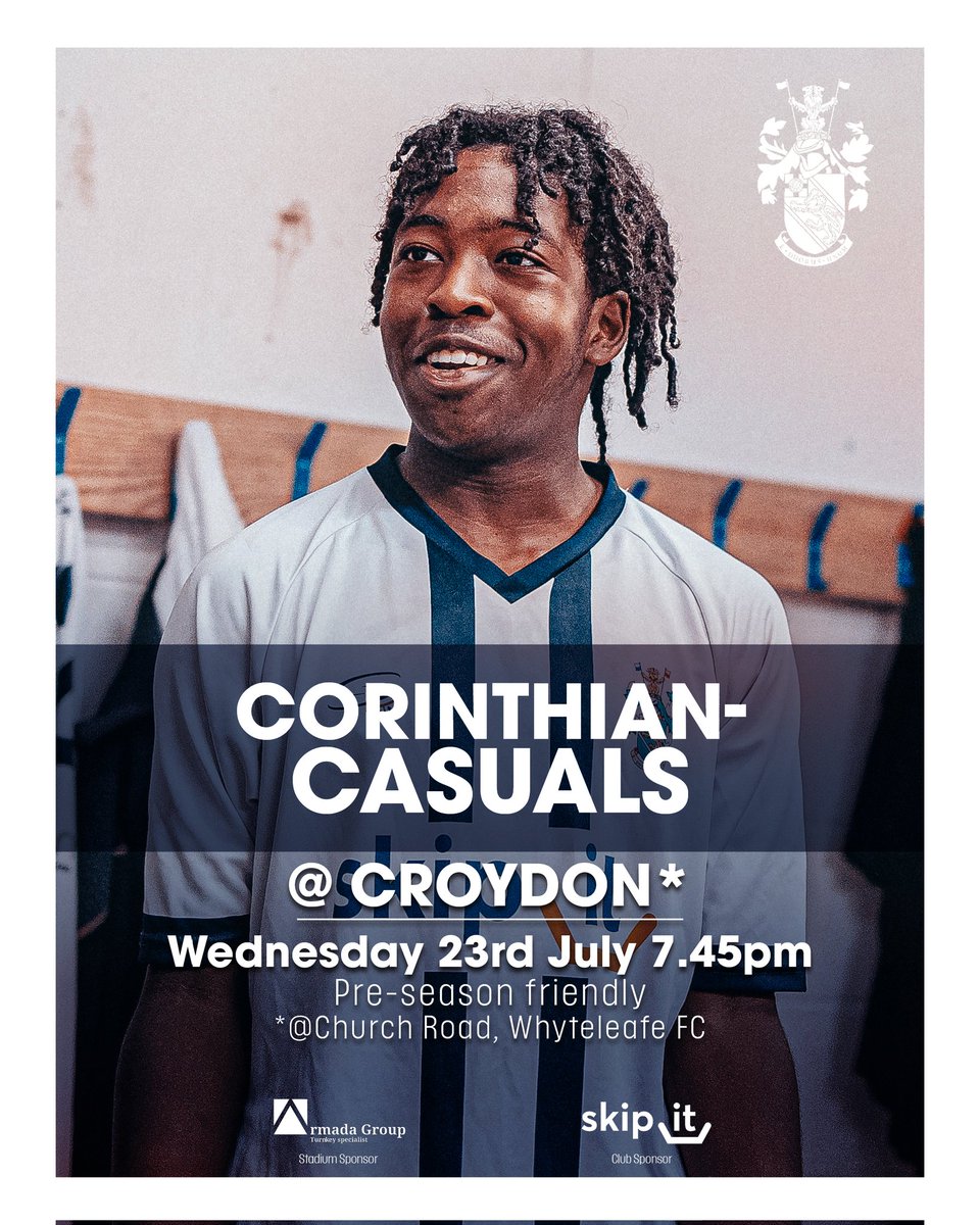 Corinthian-Casuals (@corinthiancas) on Twitter photo NEXT UP
After Saturday's game was washed out we return to action on Wednesday, when we take on <a href="/Croydon_FC/">Croydon FC</a> at Whyteleafe's Church Road ground.
⚽️ Croydon FC v Corinthian-Casuals
📍 Church Road, Whyteleafe FC
🕖 Wednesday, 7.45pm
🏆 Pre-Season Friendly
#VaiCorinthians NEXT UP
After Saturday's game was washed out we return to action on Wednesday, when we take on <a href="/Croydon_FC/">Croydon FC</a> at Whyteleafe's Church Road ground.
⚽️ Croydon FC v Corinthian-Casuals
📍 Church Road, Whyteleafe FC
🕖 Wednesday, 7.45pm
🏆 Pre-Season Friendly
#VaiCorinthians