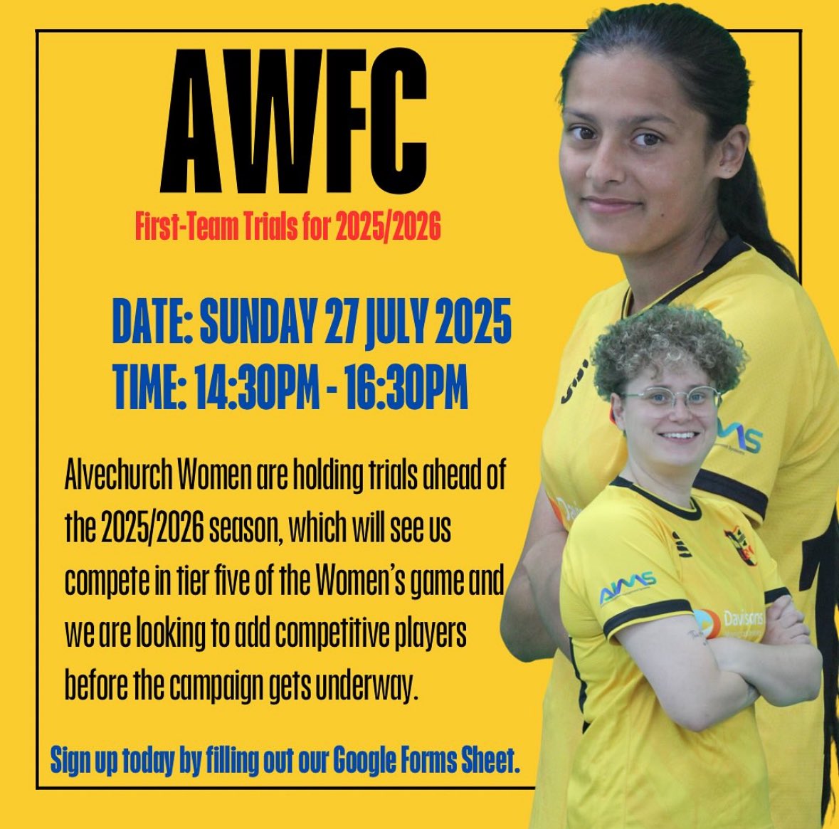 Alvechurch Women FC (@alvechurchwomen) on Twitter photo πππ ππππ ππ ππ! π
Seven days left until our final trial session of the summer as we begin to run into a new era and chapter here at Alvechurch Women! For your chance to become a part of the new project, sign up today. π
β‘οΈ docs.google.com/forms/d/e/1FAIβ¦
#AWFC πππ ππππ ππ ππ! π
Seven days left until our final trial session of the summer as we begin to run into a new era and chapter here at Alvechurch Women! For your chance to become a part of the new project, sign up today. π
β‘οΈ docs.google.com/forms/d/e/1FAIβ¦
#AWFC