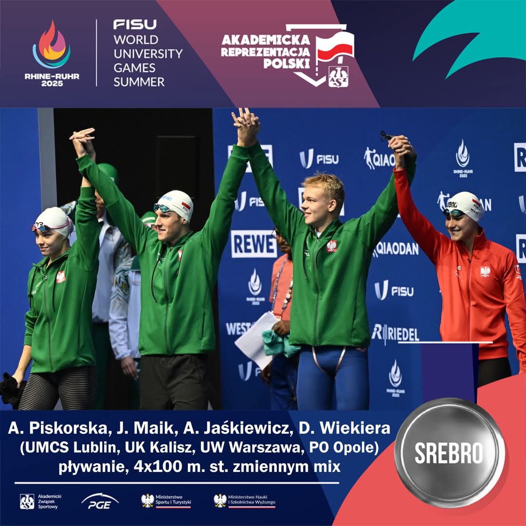 Alojzy Z. Nowak (@alojzyznowak) on Twitter photo Występy reprezentantów <a href="/PolUniTeam/">PolishUniversityTeam</a> to również 🥈 sztafety mix w 🏊♂️🏊♀️ 4x100 m st. zmiennym w składzie Adela Piskorska (UMCS Lublin), Julia Maik (Uniwersytet Kaliski), Adrian Jaśkiewicz (<a href="/UniWarszawski/">Uniwersytet Warszawski</a>), Dawid Wiekiera (Politechnika Opolska). Serdecznie gratuluję 💐💐💐. Jutro Występy reprezentantów <a href="/PolUniTeam/">PolishUniversityTeam</a> to również 🥈 sztafety mix w 🏊♂️🏊♀️ 4x100 m st. zmiennym w składzie Adela Piskorska (UMCS Lublin), Julia Maik (Uniwersytet Kaliski), Adrian Jaśkiewicz (<a href="/UniWarszawski/">Uniwersytet Warszawski</a>), Dawid Wiekiera (Politechnika Opolska). Serdecznie gratuluję 💐💐💐. Jutro