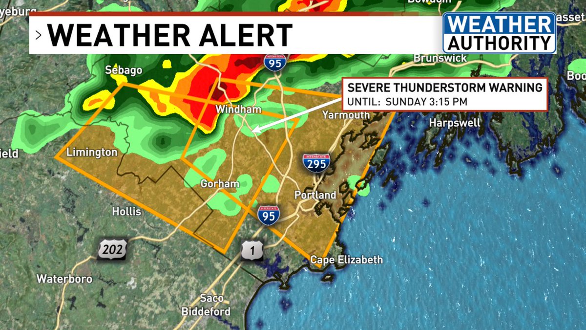 A Severe Thunderstorm Warning is in effect for parts of Cumberland County until 7/20 3:30PM