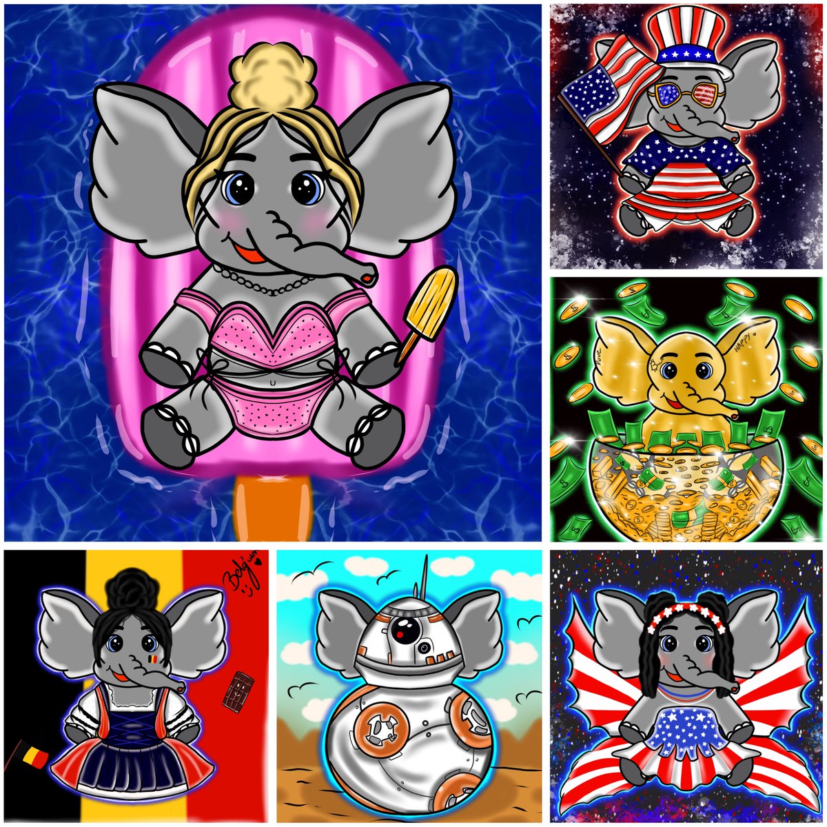 The newest 6 Baby Elephants are all Still available and waiting for adoption 😱 

Which one is your favorite ? Grab your favorite now 😍🔥

opensea.io/collection/sty…

you will receive Monthly Exclusive Airdrops as a gift 🎁 

Hold 13+ Baby Elephants and unlock a Free Custom!