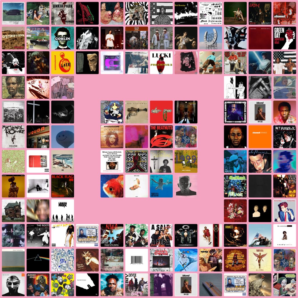 stellaggot's tweet image. topster!
all unordered except the middle part being my fav albums ^-^