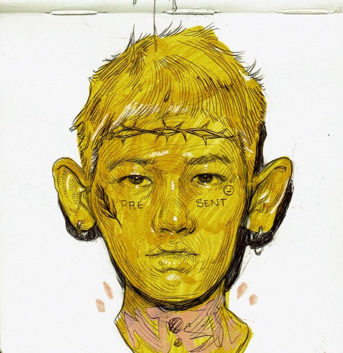 Acrylic and ballpoint in sketchbook