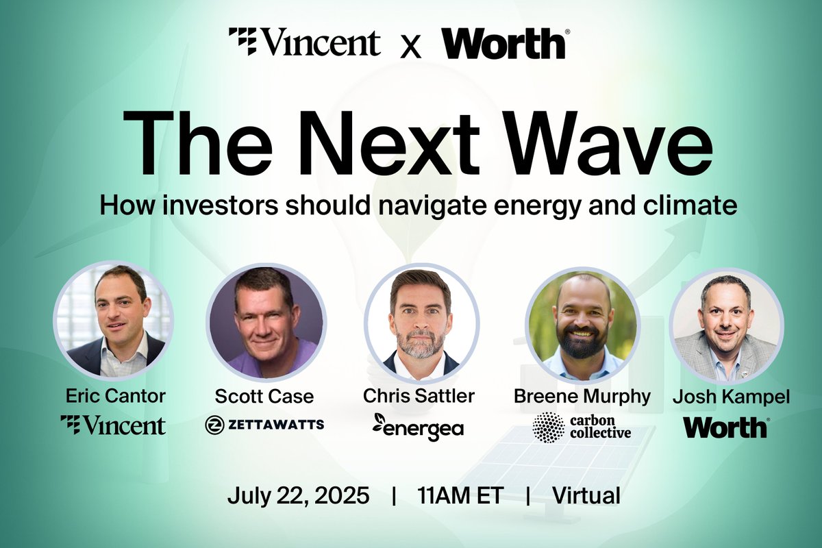 Vincent Private Markets (@discovervincent) on Twitter photo Join us on 7/22 at 11 AM ET to discuss investing into the energy and climate world - with experts from <a href="/energeaglobal/">Energea Global</a>, <a href="/worthmag/">Worth</a>, <a href="/CarbnCollective/">Carbon Collective</a>, and Zettawatts.
Register here:
us06web.zoom.us/webinar/regist… Join us on 7/22 at 11 AM ET to discuss investing into the energy and climate world - with experts from <a href="/energeaglobal/">Energea Global</a>, <a href="/worthmag/">Worth</a>, <a href="/CarbnCollective/">Carbon Collective</a>, and Zettawatts.
Register here:
us06web.zoom.us/webinar/regist…