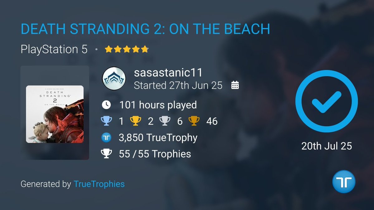 ultimate_presi's tweet image. Platinum #143 Death Stranding 2 | After 101 hours of this beautiful game the platinum popped, Part 2 did everything like Part 1 but better and i really liked that since it&apos;s such a unique gameplay concept, hoping for a future directors cut with more stuff 🤞

#PSTrophy #PS5Share