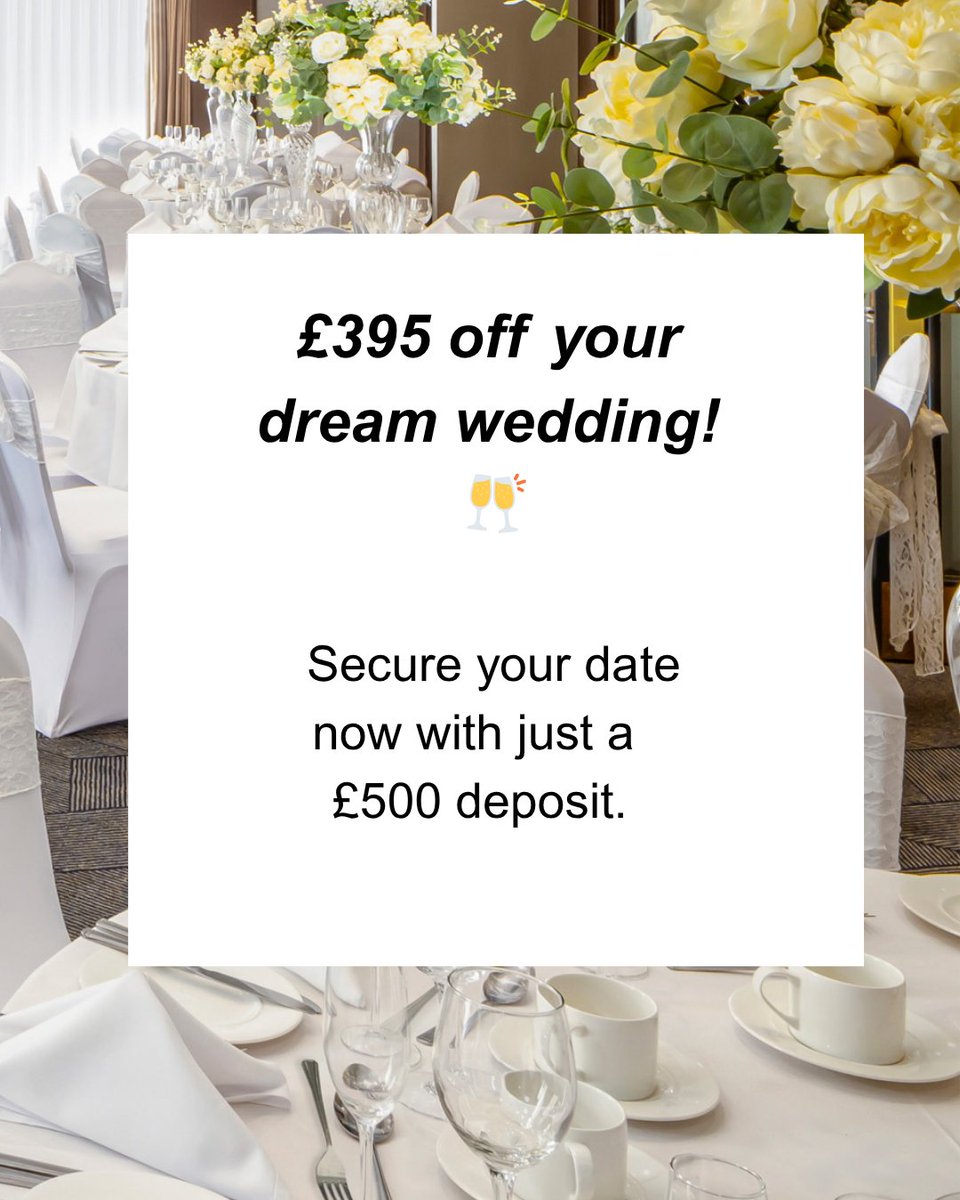 💍 Tie the knot for less and still have the day of your dreams.

Our wedding packages start from £5,395 - 50 days guests and 80 evening guests - save £395 when you book now*

(*T&amp;Cs apply)

#Weddings #CivilCeremonyStyle #HotelWeddings #SolihullWeddings #solihull
