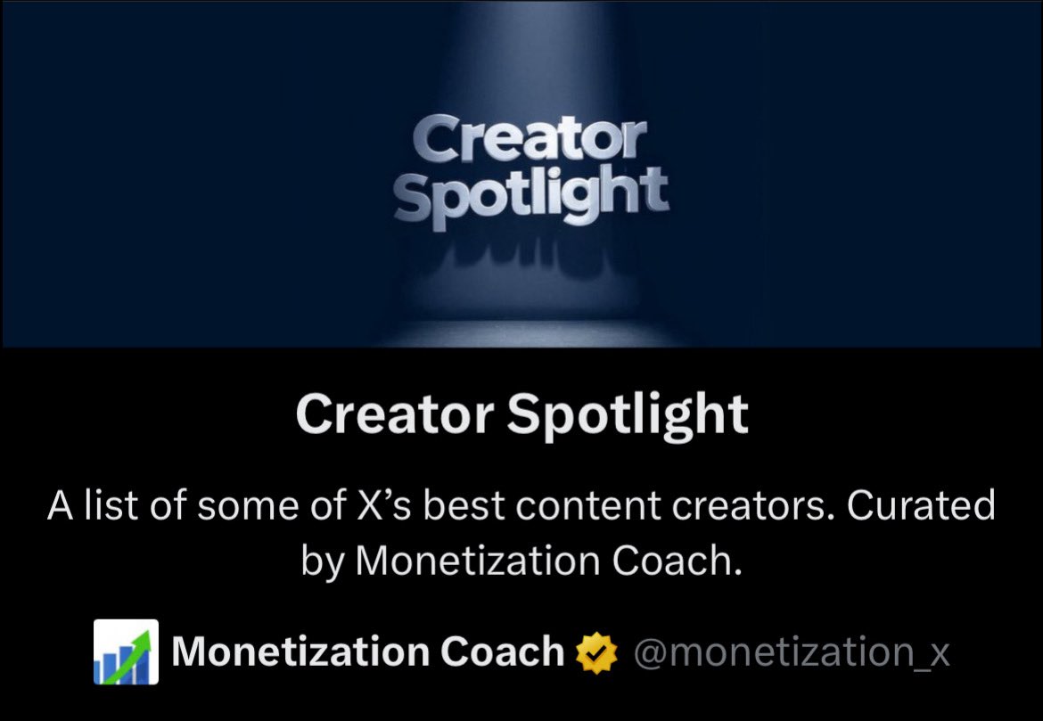 monetization_x's tweet image. Each day, I will be spotlighting an awesome content creator and adding them to my new, exclusive “Creator Spotlight” list.
Do you have what it takes to be in the spotlight?
Do you know someone who does?
Let me know. 👇🏻