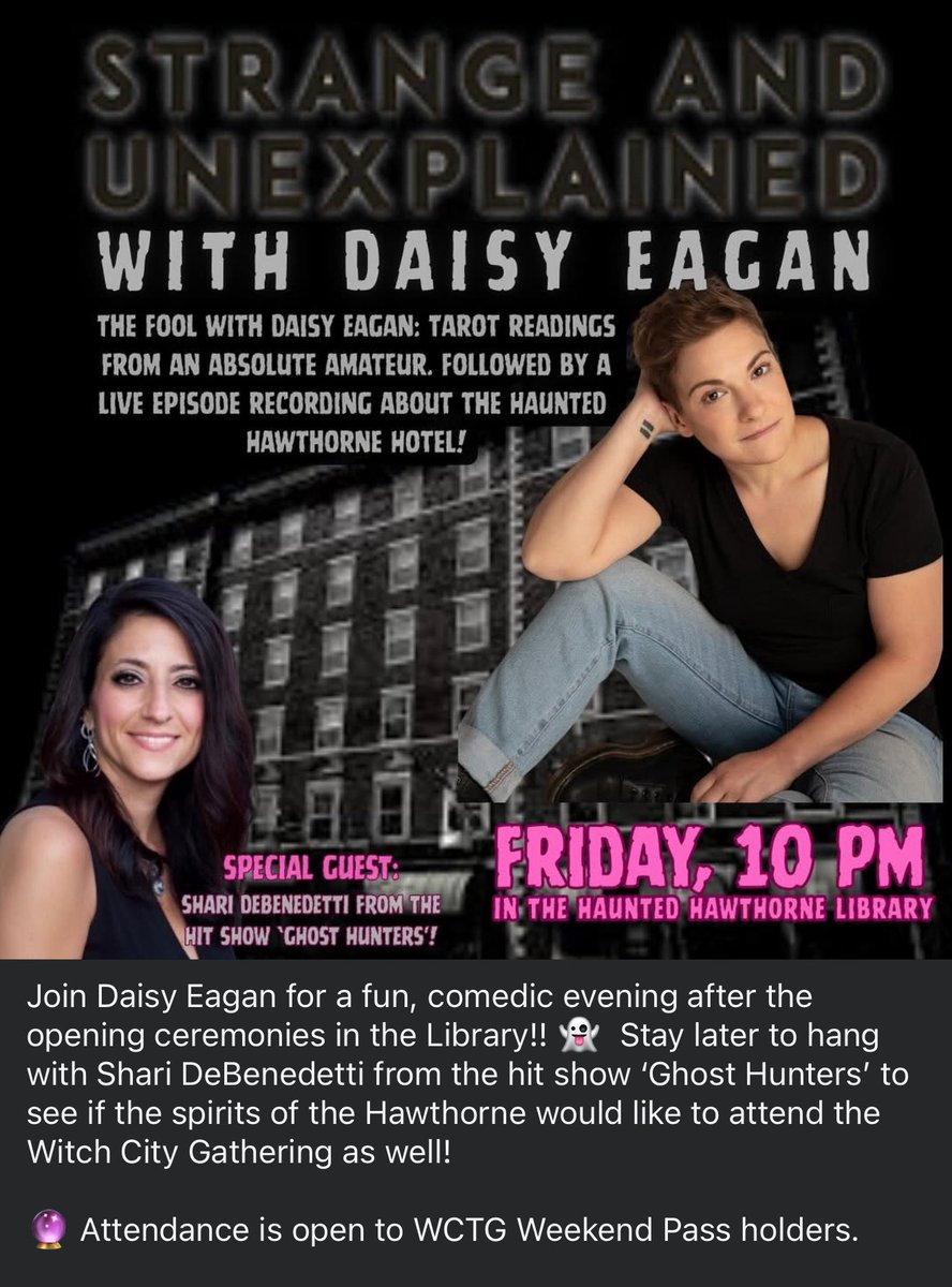 If you’re in Salem, MA this upcoming weekend, stop by Hawthorne hotel for the Witch City Tarot &amp; Divination Gathering!  I’ll be there Friday night to hang out with these amazing people. Witchcitytarotgathering.com🎴🔮#paranormal #salem #Haunted #friends #witches #tarot #ghost 👻🍷🏚️
