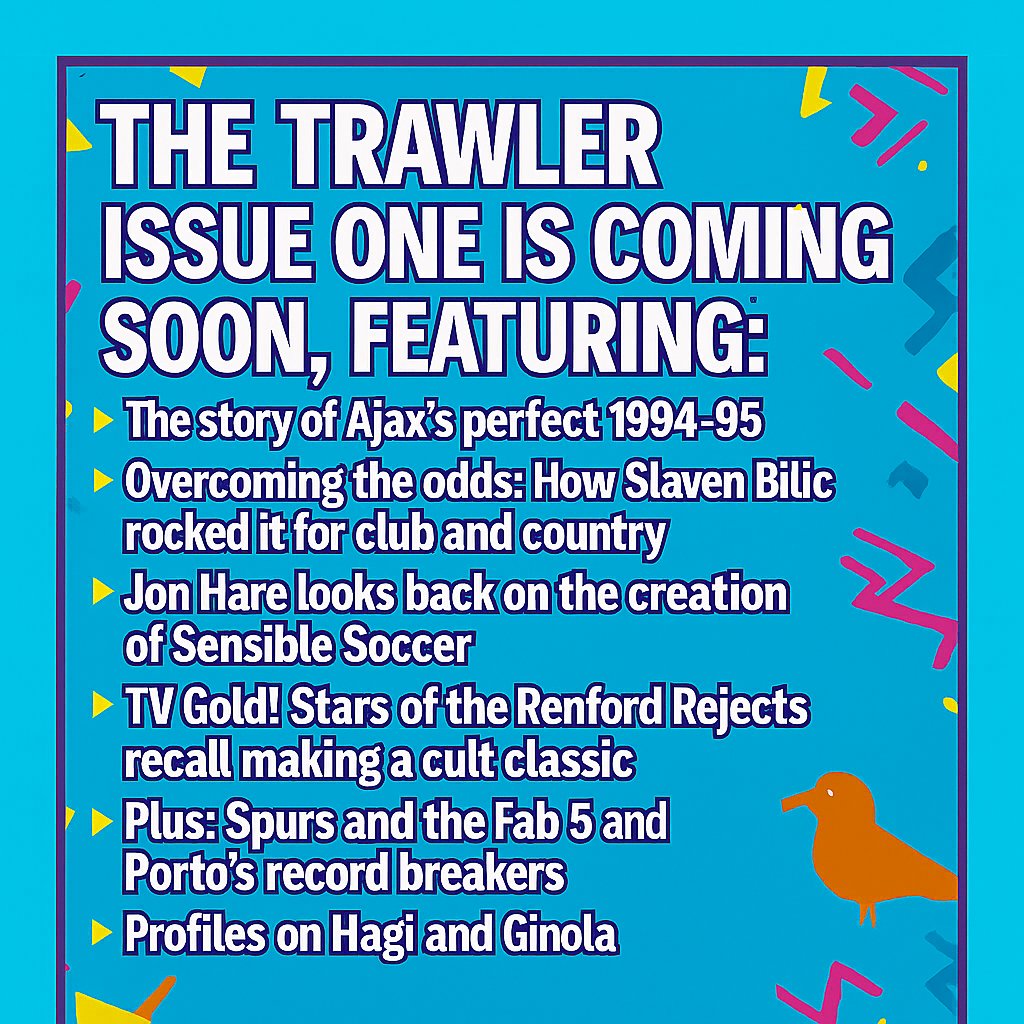 the_trawler_mag's tweet image. A taster of what you can expect from issue one. Keep your eyes peeled for our launch in the next few weeks. #90sfootball #followthetrawler