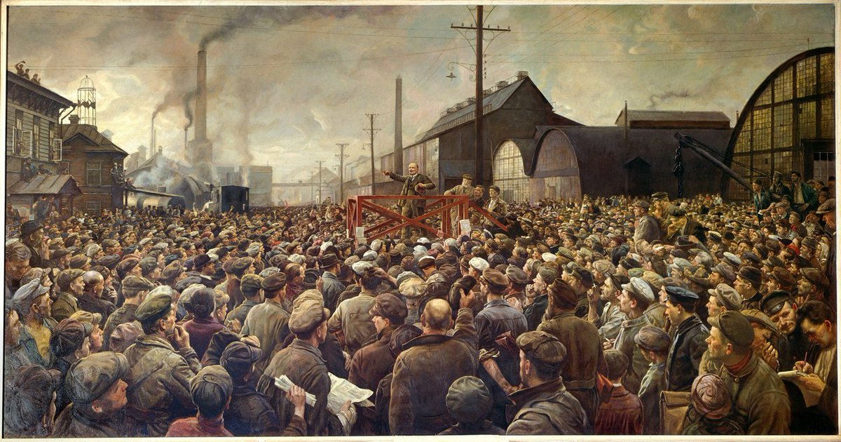 'Lenin speaking to the workers of the Putilov Plant in May 1917' by Isaak Brodsky, USSR, 1929

#Lenin #Workers #Putilov #Plant #Factory #Russian #RussianRevolution #Bolshevik #Bolsheviks #Communist #Communists #Brodsky #Painting #Art