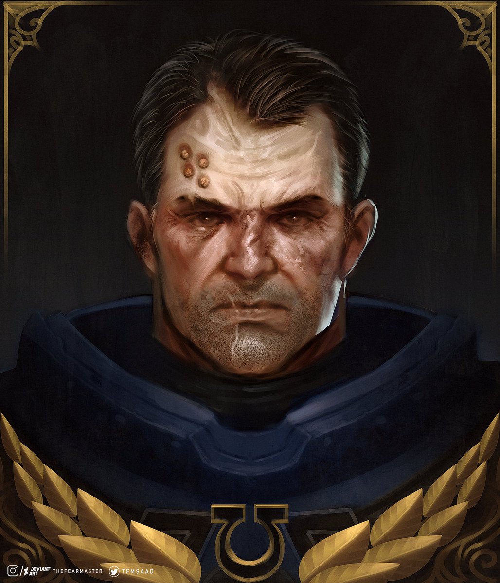 TFMsaad's tweet image. Demetrian Titus
finished the earlier sketch and gave it some coloring.
#warhammer40k #WarhammerArt #WarhammerCommunity