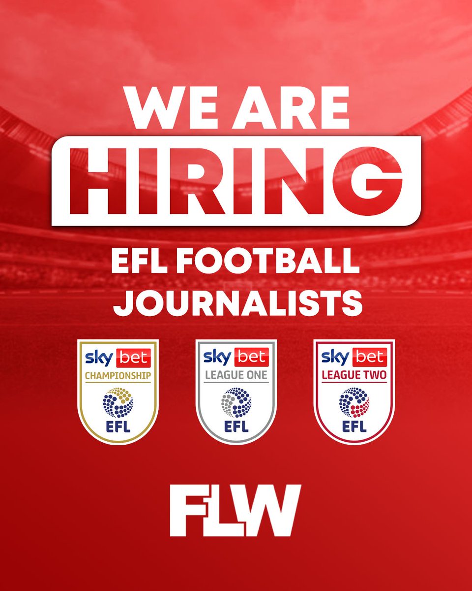 FootballLeagueW's tweet image. π¨ We are HIRING! π¨
We're looking for ππ°π¨ sports journalists who have a strong passion for the EFL and have experience writing football content online. β½
The role is completely remote and offers a flexible schedule. π
Apply below π
footballleagueworld.co.uk/work-with-us/