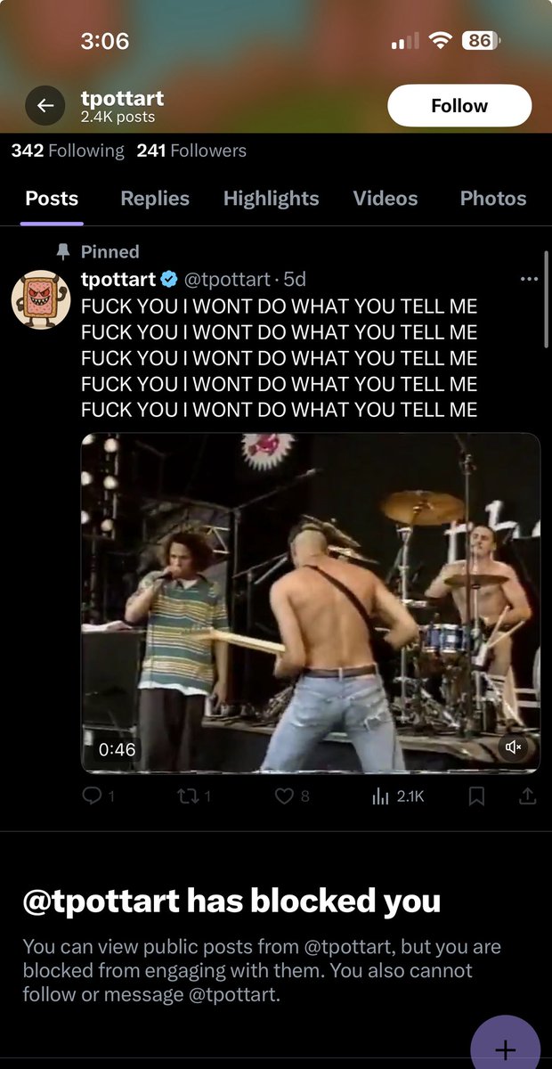 OpossumWarfare's tweet image. Top-tier incel and deep fear of women and rejection. 🤣🤣🤣🤣🤣🤣🤣💀💀💀💀
Never quote tweet and block. It just shows you are a weak bitch.