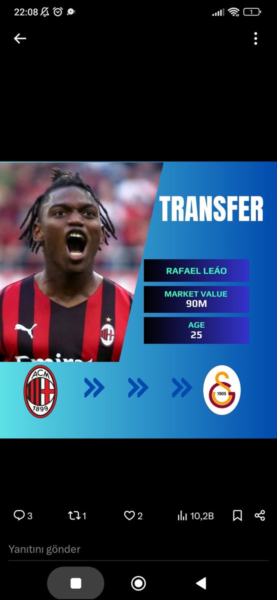 Rafael leao ile yolları ayırmayı planlayan milana ilk teklif Galatasaray'dan geldi. Uçaktaki 3. Oyuncu Leao olucak gibi.
#HereWeGo
#Benfica #Zaniolo #lcwaikikiboykot #soloilGala #Galatasaray #OsimhenToGalatasaray #victorjamesosimhen