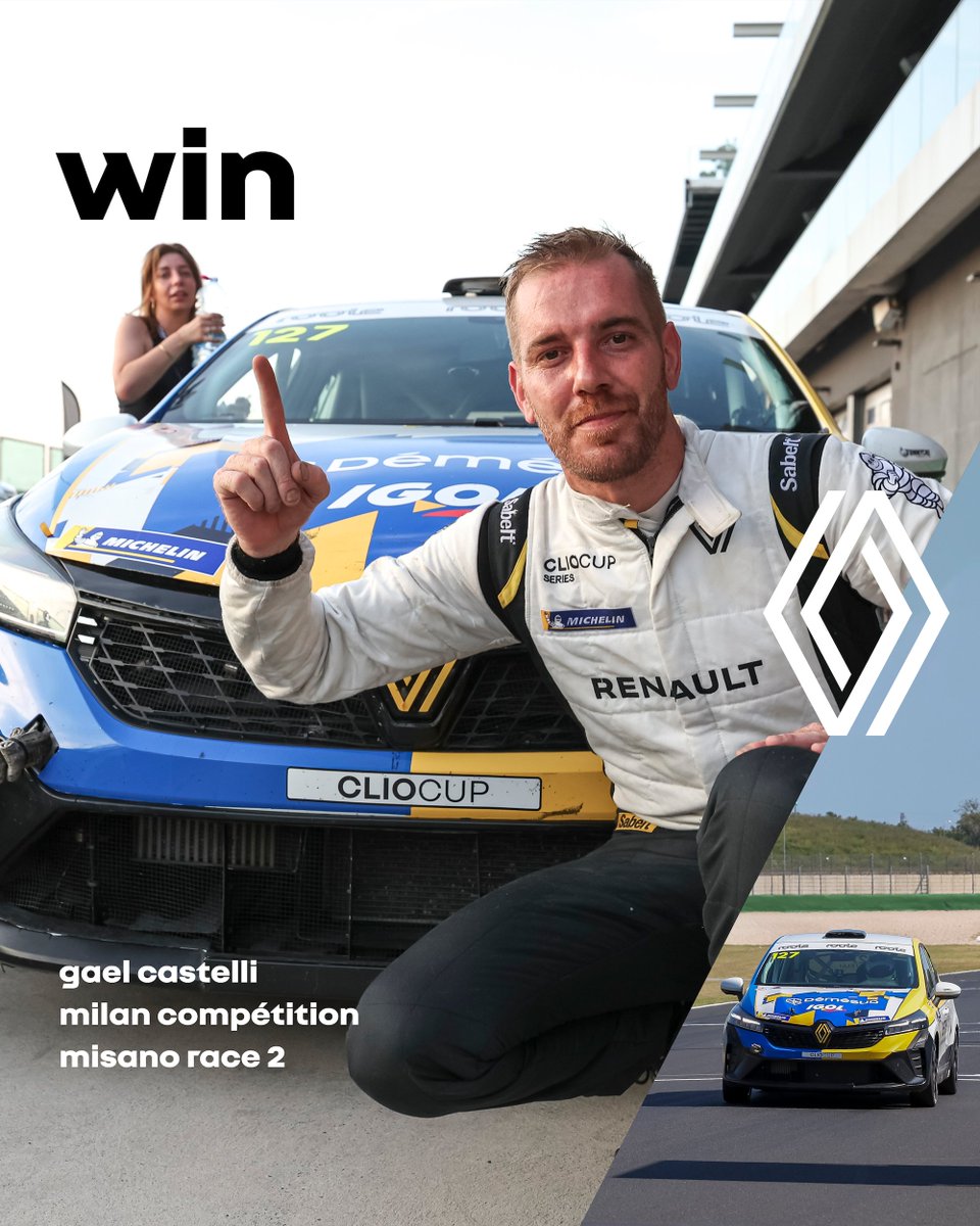 𝑮𝒂𝒆̈𝒍 𝑪𝒂𝒔𝒕𝒆𝒍𝒍𝒊 adds another gem to his already stacked one-make series résumé with a maiden Clio Cup Series win at Misano! 🏆👏
