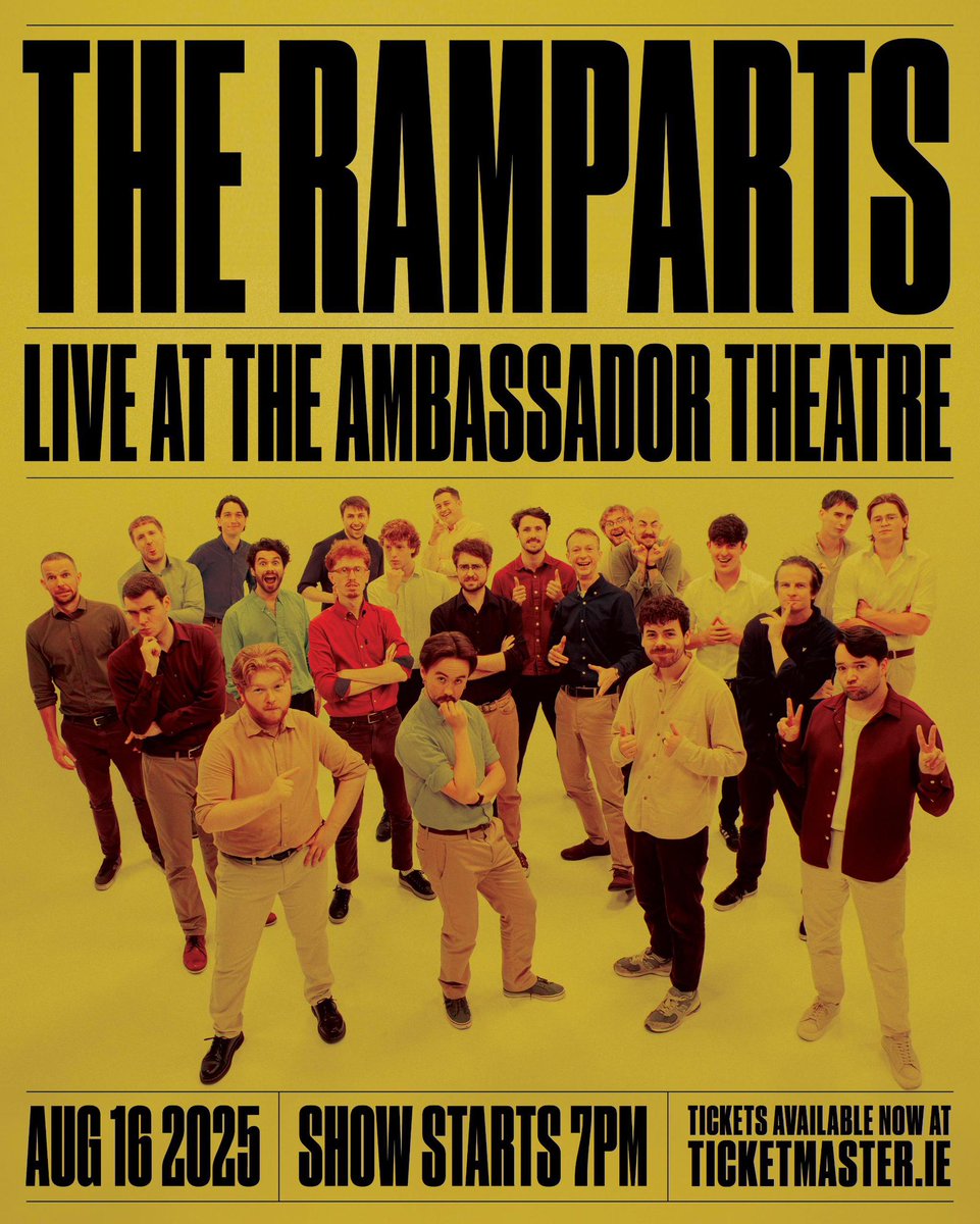 Ramparts_dublin's tweet photo. 🚨 Less a month to go until we take the stage at The Ambassador Theatre Dublin!

 🗓️ Mark your calendars for August 16th — it’s going to be an epic night!

🎟️ Tickets: https://t.co/gmLHsx9BbI

#acapella #visitdublin #thingstodoindublin #livemusic #dublin #ireland #choir #lads https://t.co/9TNAfSVUfo