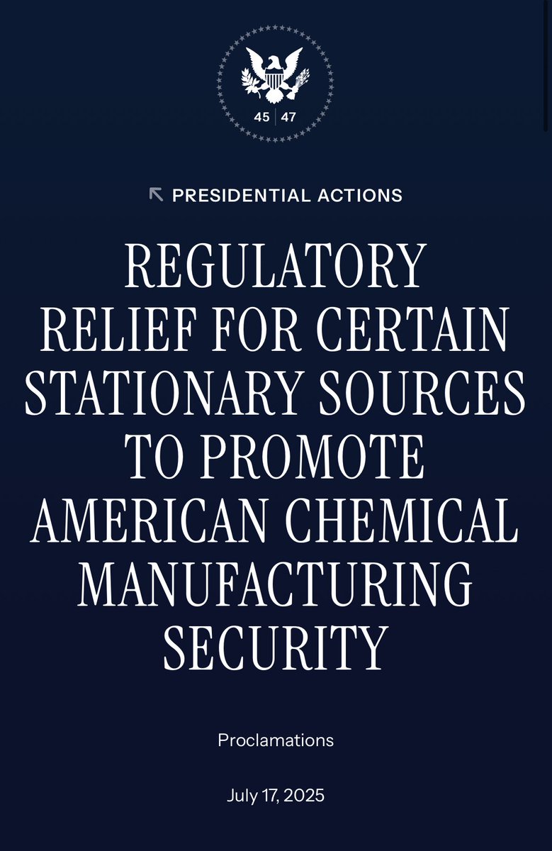 stephens_ben's tweet image. The Trump admin just exempted over 100 chemical plants, sterilizers and coal facilities from Clean Air Act rules.
Say it with me now:
REGULATIONS
ARE
GOOD