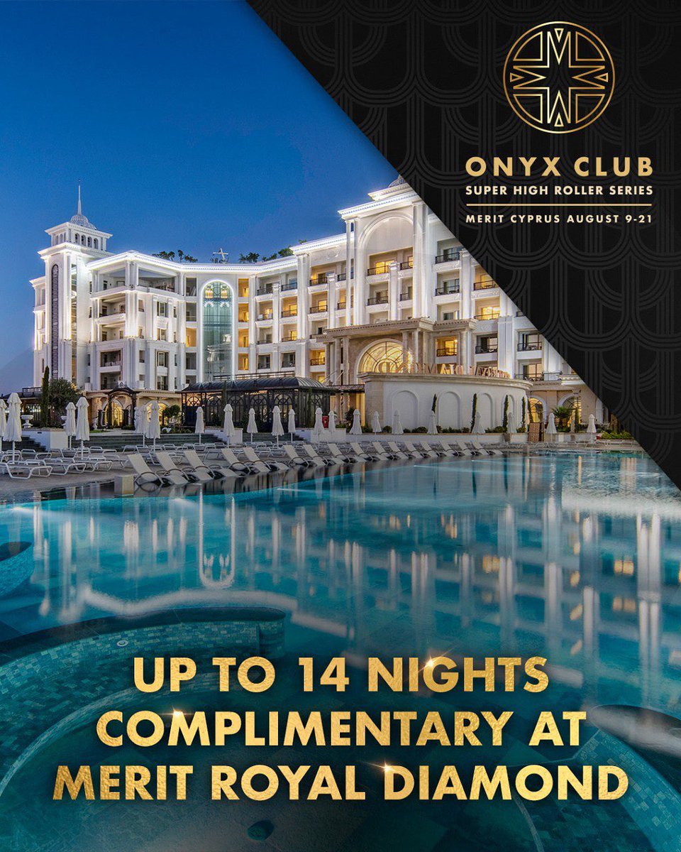 OnyxClub_'s tweet image. 💎Just for you, up to 14 complimentary nights at 5-star all inclusive Merit Royal Diamond Hotel &Spa.
Join us for Onyx Super High Roller series this summer, play world class poker and enjoy the experience of top level service.
📆: 9-21 August
Full schedule:…