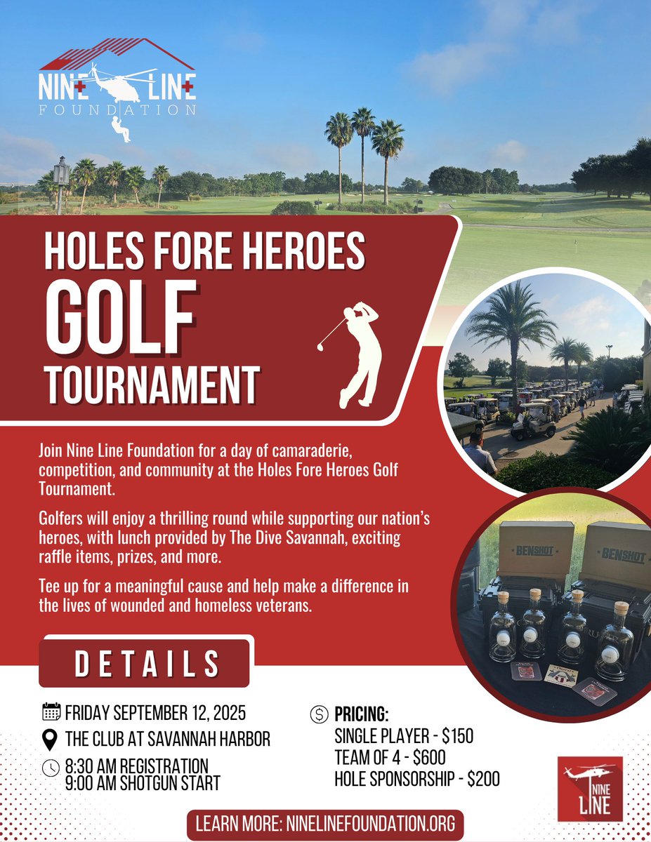 NineLineApparel's tweet image. Enjoy an unforgettable day of golf while making a difference in the lives of our community’s homeless veterans. This amazing event benefits the Nine Line Foundation and the Aquaponics Training Center, dedicated to supporting and empowering veterans in need. Gather your friends,…