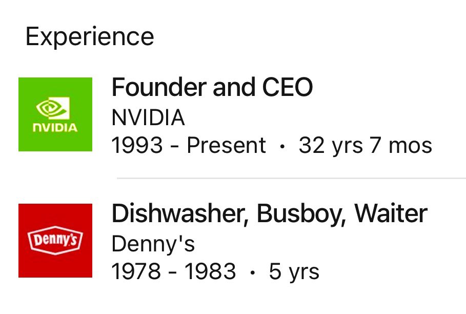 brewmarkets's tweet image. The CEO of Nvidia has a legendary LinkedIn profile: