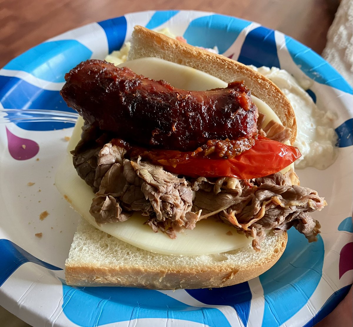 Homemade chicago style. I know there’s no giardiniera-just let it go.
