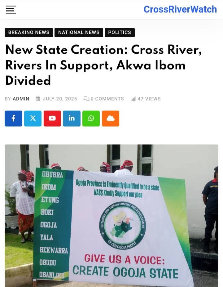 “I am 79 years old, and I feel sorry that since that time, the condition of my people have not improve. With this prayer, I present to you the memorandum of my people agitating for the creation of Ogoja state,” he prayed.

Read more @ 👇
crossriverwatch.com/2025/07/new-st…