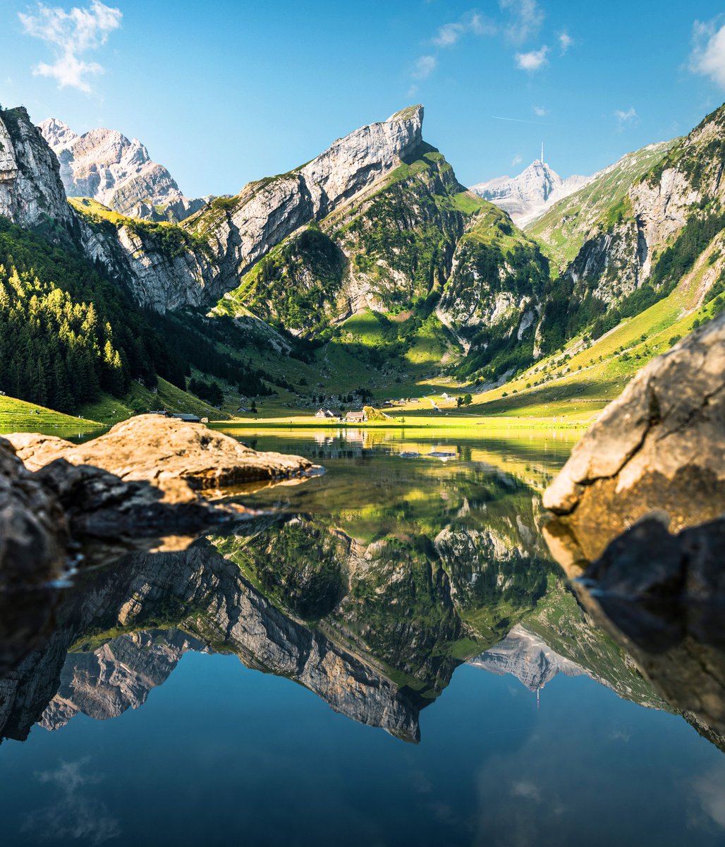 LoveSongs4Peace's tweet image. Calm summer mirror of the Appenzell Alps on Lake Seealpsee at the Swiss Alps ๐จ๐ญ