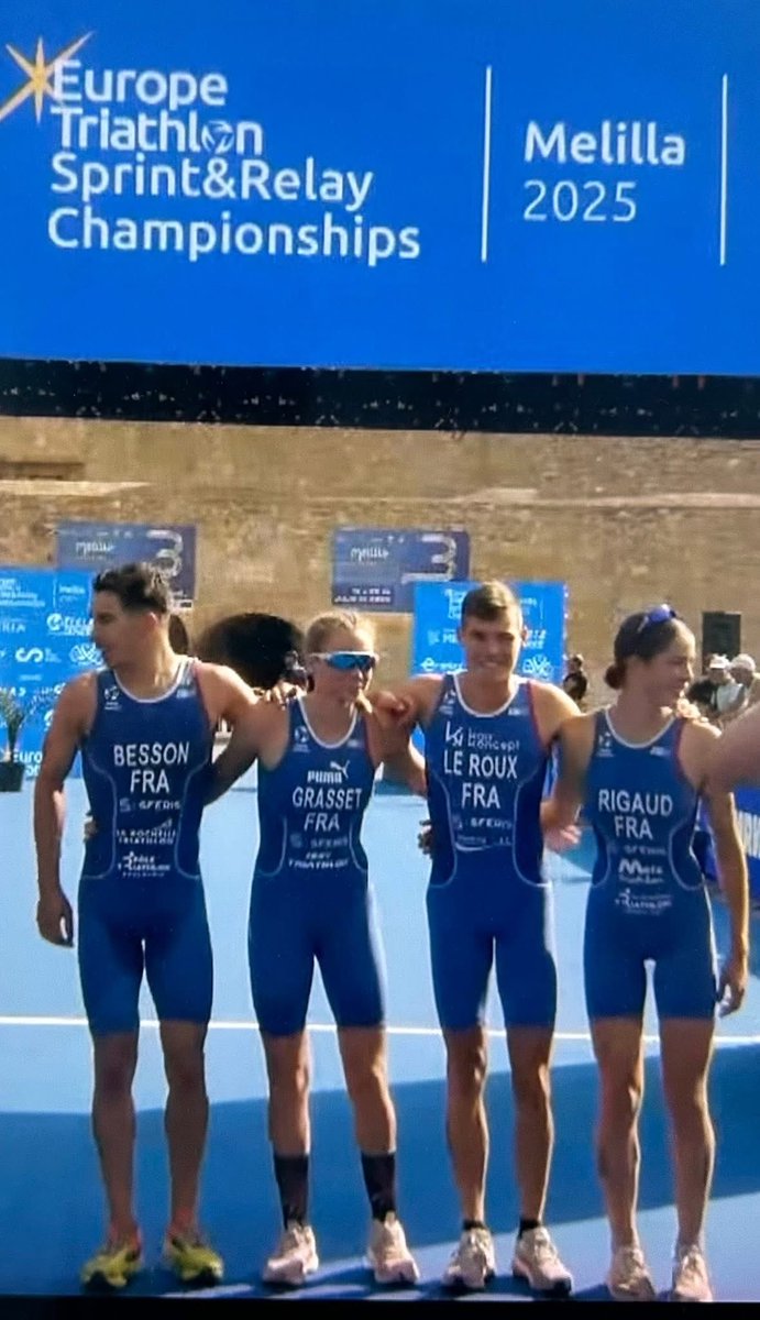 JARNIGONM's tweet photo. Félicitations au triathlète de ⁦@PontivyTria⁩ Étienne Le Roux champion d’Europe par équipes mixte à Melilla en Espagne avec l’équipe de France !Bravo!@sports_ouest⁩ ⁦⁩ ⁦@TelegrammeSport⁩ ⁦@Pontivy_Journal⁩ ⁦@TelegrammePondi⁩ ⁦@PontivyCom⁩ https://t.co/ZVImvUfTk6