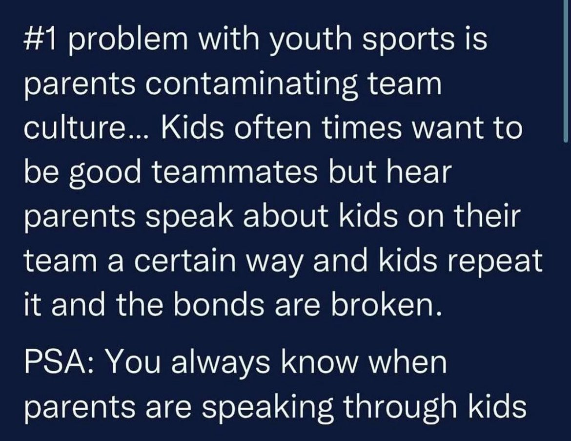 RodKRCG13's tweet image. Most sports parents I know are great encouragers & teach team values at home. But a few destructive parents are contaminating team culture and are hurting our coaches & teachers. It’s time the majority stand up and support teamwork, and coaches who instill good values.