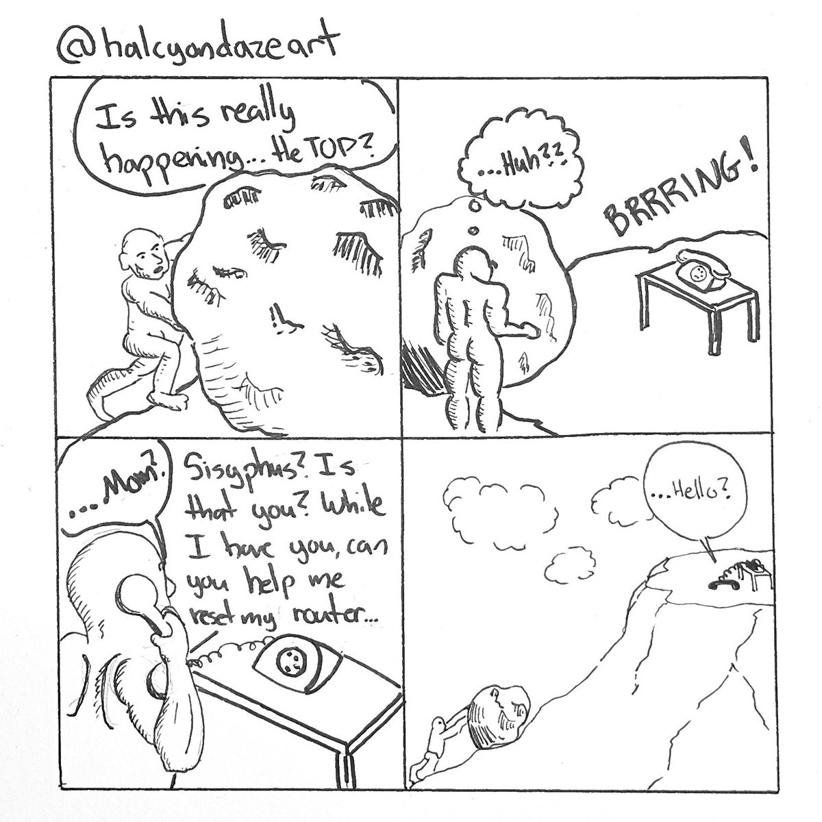 KevinEspiritu's tweet image. Sisphus realizes the journey is often better than the destination
This is my 2nd ever webcomic, which is now at @halcyondazeart