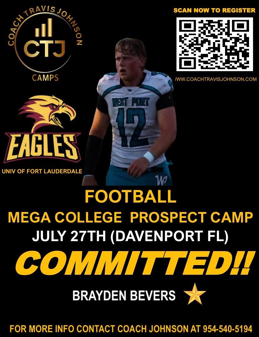Braydenbevers#40 (@bradybeverswp) on Twitter photo I’m extremely excited to attend the camp that I was invited to by <a href="/CoachTravisJoh1/">CoachTravisJohnson.com</a> and super excited to attend this camp with my teammates! <a href="/amariijenkins1/">Coach “Red” Jenkins</a> <a href="/CoachEjames83/">Coach James</a> <a href="/OcalaPreps/">Ocala Preps</a> <a href="/atrain5446/">Adrian Nunn</a> <a href="/WestportFB/">Westport Wolfpack Football</a> I’m extremely excited to attend the camp that I was invited to by <a href="/CoachTravisJoh1/">CoachTravisJohnson.com</a> and super excited to attend this camp with my teammates! <a href="/amariijenkins1/">Coach “Red” Jenkins</a> <a href="/CoachEjames83/">Coach James</a> <a href="/OcalaPreps/">Ocala Preps</a> <a href="/atrain5446/">Adrian Nunn</a> <a href="/WestportFB/">Westport Wolfpack Football</a>