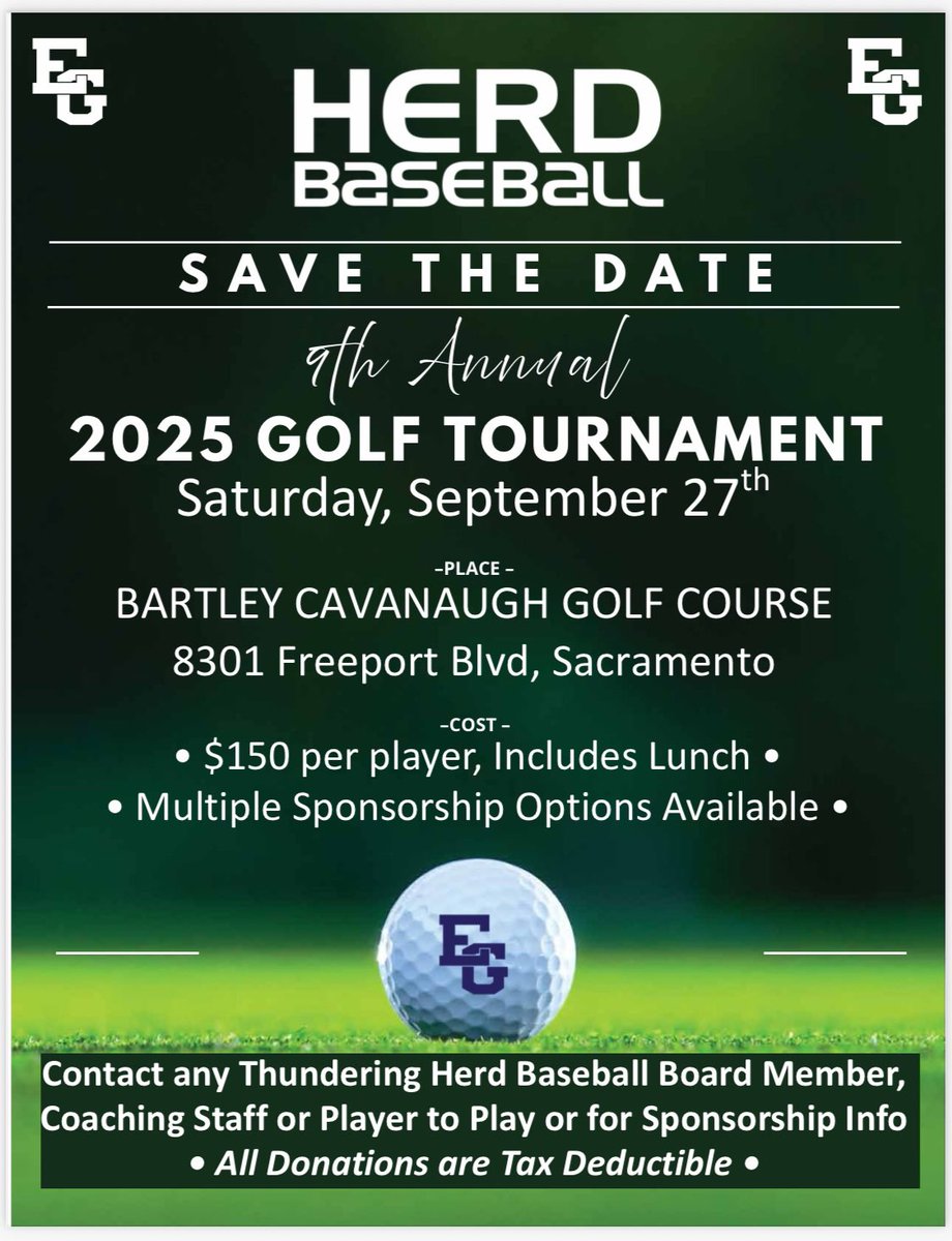 egherdbaseball's tweet image. It is that time of year again! Join us for the 9th Annual Herd Baseball Golf Tourney. Guaranteed good time, don’t wait to register you foursome, as we will sell out. To register, contact a Booster Member or email egthbaseballboosters@gmail.com
