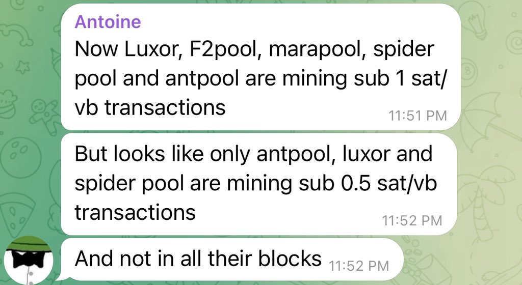 Update on the sub 1 sat/vb txs