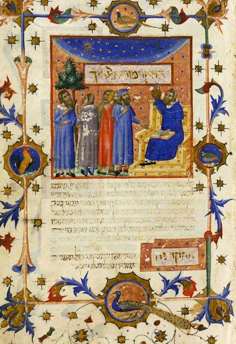 curatorWH's tweet image. The “Copenhagen Maimonides,” housed in the Royal Danish Library in Denmark,was written and illuminated in Catalonia in 1348. It stands as one of the finest examples of Catalan Jewish manuscript art, showcasing the rich illumination tradition of medieval Spain.