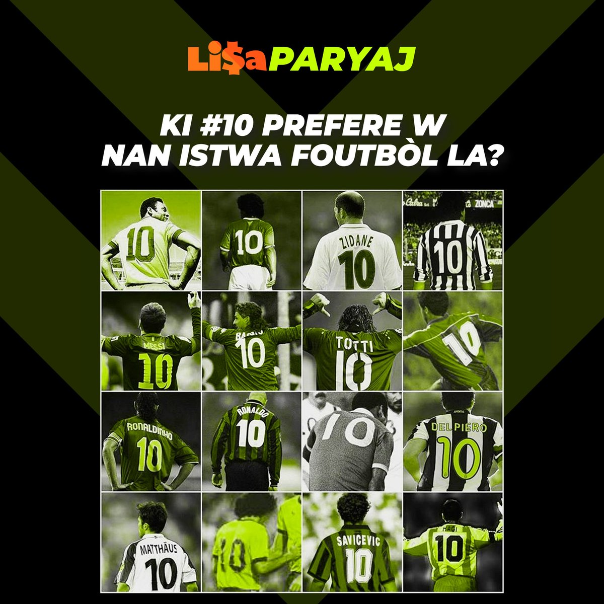Fanatik, kote nou 👀
Kòmante non #10 prefere w la, menm si l pa nan lis la ⚽⚽
.
.
#Ayiti #lajan #fich #parye #paryaj #parispòtif #pariespòtif #modric #pirlo #sportbet #sportbetting #sportbethaiti #Bethaïti #pariHaïti #casinohaiti #onlinecasino