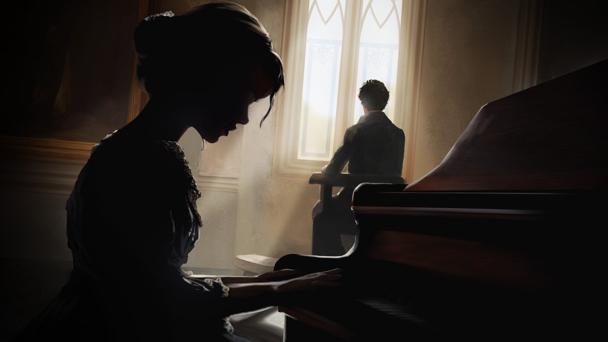 Confrontedgame's tweet image. One of the cutscene illustrations for upcoming Chapter 2! Dorinela and Nicolae.
#indiegames #gameart