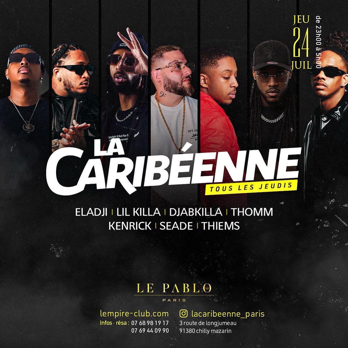 LA CARIBÉENNE 🔥🔥🔥
TOUS LES JEUDIS 🫡
LE PABLO 📍
<a href="/Djeladji/">Le mercenaire de l’espace</a> <a href="/DjLilKilla1/">Dj Lil’Killa</a> <a href="/djabkilla/">Eagle ᡕᠵ᠊ᡃ່࡚ࠢ࠘ ⸝່ࠡࠣ᠊߯᠆ࠣ࠘ᡁࠣ࠘᠊</a> <a href="/dj_thomm/">DJ THOMM 🐼</a> <a href="/kenrickdj/">KENRICK 🎰</a> <a href="/DJSeade/">Seade</a> <a href="/thiems_dj/">MONEY PUULL UP 💶</a>