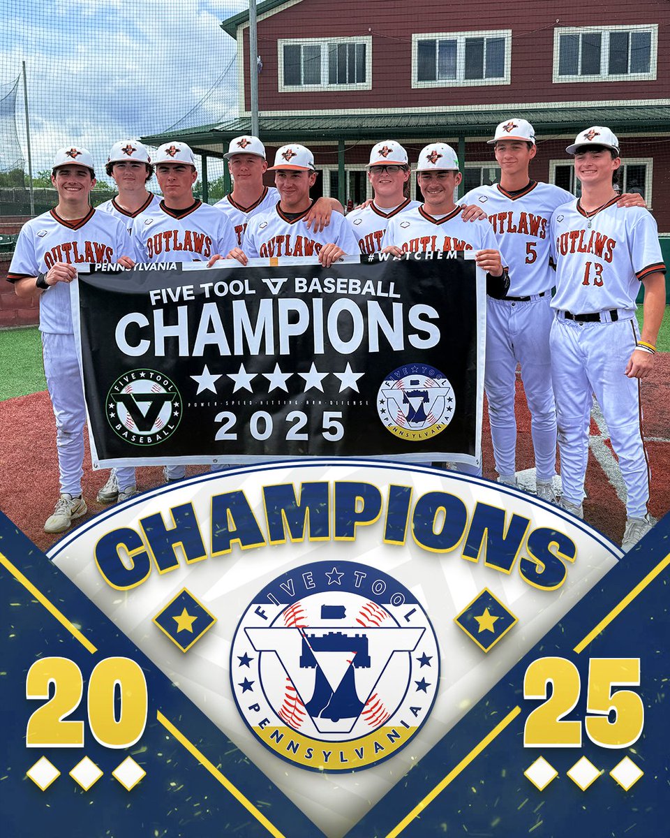 FiveToolPA's tweet image. 🏆CHAMPIONS🏆
Congrats to @PGHOutlaws_ 17U Orange on winning the High School Division of the @FiveTool Pennsylvania Summer Championship!
#WatchEm