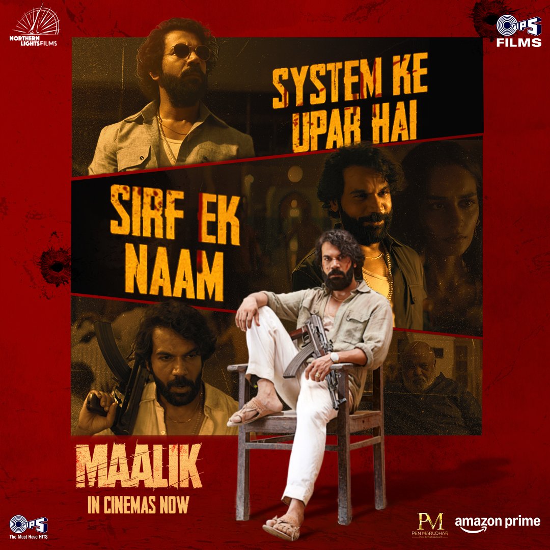 Niyam, kanoon, system, sabse upar hai Maalik ka raaj! 💥

Book your tickets now.
🔗: tinyurl.com/Maalik-BTN-soc…

#Maalik in cinemas now.

<a href="/RajkummarRao/">Rajkummar Rao</a> <a href="/ManushiChhillar/">Manushi Chhillar</a> <a href="/prosenjitbumba/">Prosenjit Chatterjee</a> #SaurabhShukla #SaurabhSachdeva <a href="/swanandkirkire/">Swanand Kirkire</a> <a href="/Anshumaanpushk1/">Anshumaan_pushkar</a> <a href="/justpulkit/">Pulkit</a> @KumarTaurani