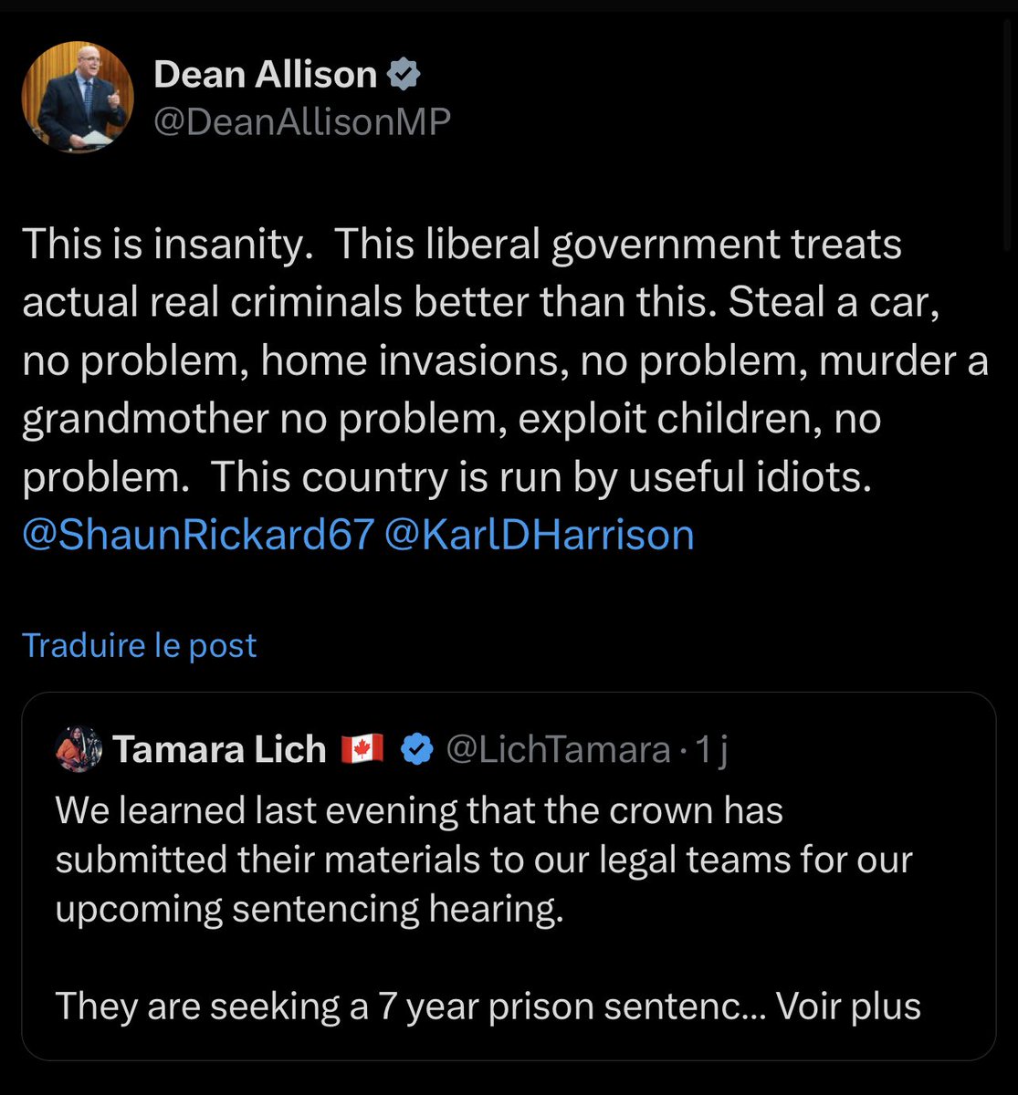elie_mcn's tweet image. NEW: Conservative MP Dean Allison slams the 7-year jail push for Tamara Lich over the Freedom Convoy, calling it “insanity.”