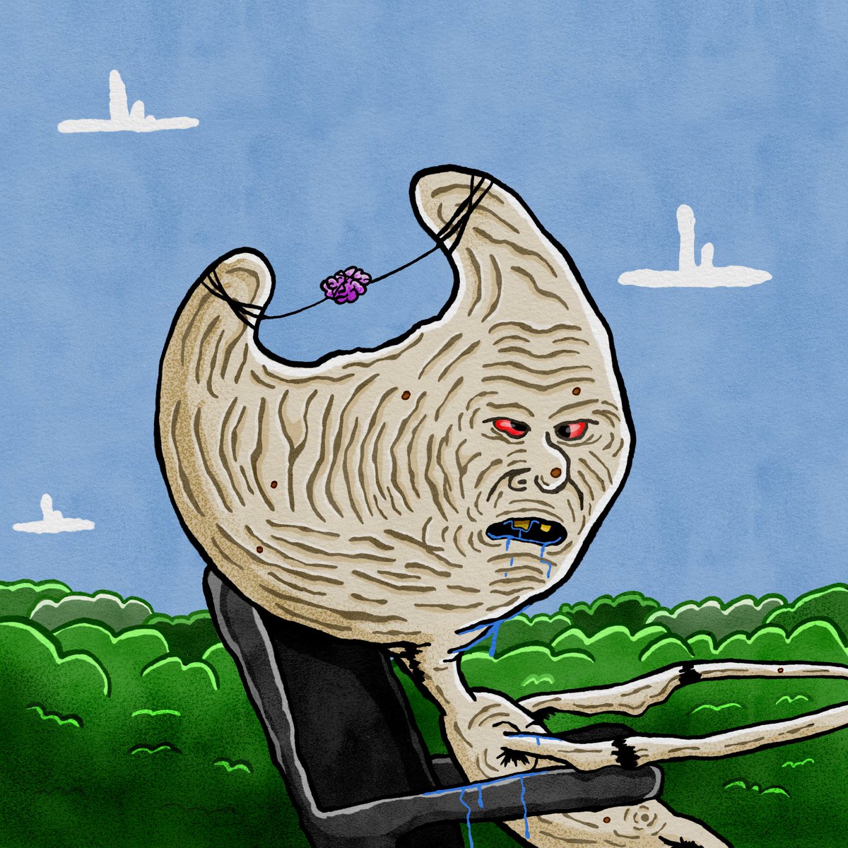 MatthewSeastrom's tweet image. How I feel after buying NFTs for the last 4 years...
"Nobrainfer" by @scream_vision 🌱