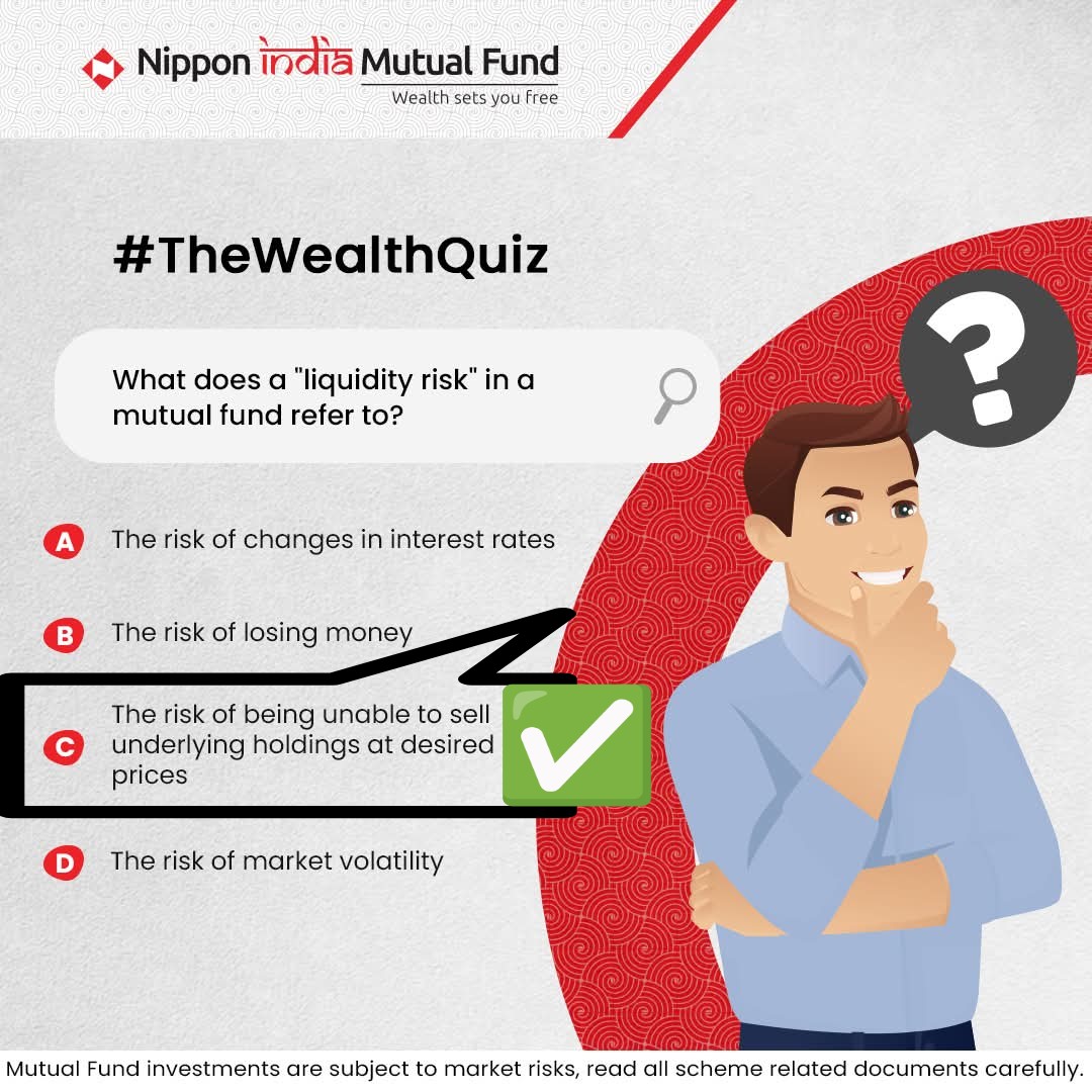 Sam Brahmkshatriya (@sam__leezz) on Twitter photo <a href="/NipponIndiaMF/">Nippon India Mutual Fund</a> C. The risk of being unable to sell underlying holdings at desired prices
<a href="/NipponIndiaMF/">Nippon India Mutual Fund</a> #TheNipponQuiz #TheWealthQuiz #NipponIndiaMutualFund #MutualFund #Investment #Savings #FinancialGoals
Join <a href="/jigarbjadav/">Jigar B Jadav</a> <a href="/Meenusettu/">Jyothi Lakshmi</a> <a href="/Syed_Nabi23/">Syed Nabi๐ฟ๐ด</a> <a href="/Sneeha_/">Neha Agarwal</a> <a href="/nsinghi6/">Nsinghi6</a> <a href="/asmipat7/">Asmita Patel</a> <a href="/prashpatel_/">Prashant Patel</a> <a href="/NipponIndiaMF/">Nippon India Mutual Fund</a> C. The risk of being unable to sell underlying holdings at desired prices
<a href="/NipponIndiaMF/">Nippon India Mutual Fund</a> #TheNipponQuiz #TheWealthQuiz #NipponIndiaMutualFund #MutualFund #Investment #Savings #FinancialGoals
Join <a href="/jigarbjadav/">Jigar B Jadav</a> <a href="/Meenusettu/">Jyothi Lakshmi</a> <a href="/Syed_Nabi23/">Syed Nabi๐ฟ๐ด</a> <a href="/Sneeha_/">Neha Agarwal</a> <a href="/nsinghi6/">Nsinghi6</a> <a href="/asmipat7/">Asmita Patel</a> <a href="/prashpatel_/">Prashant Patel</a>