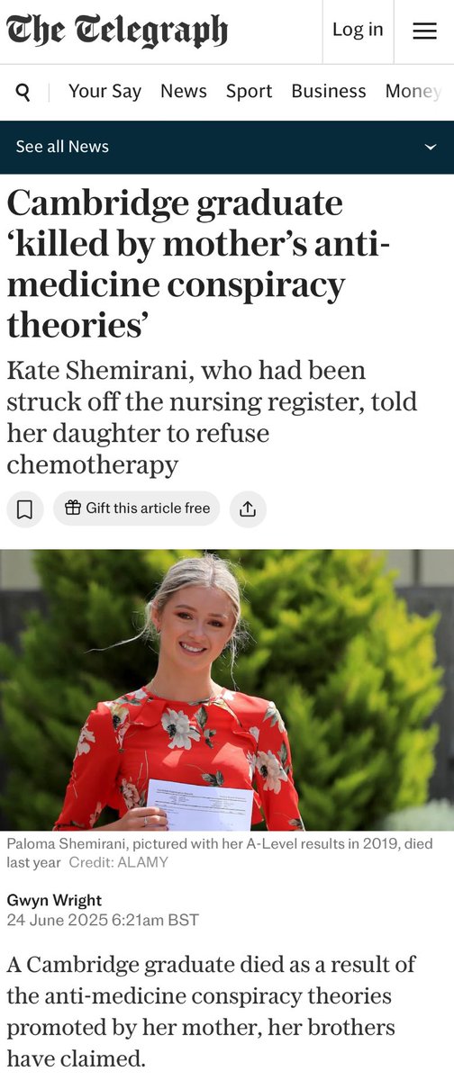 Sebastian Shemirani (@sebastianshemi) on Twitter photo Next week will be 1 year since my despicable mother, British conspiracy theory influencer Kay <a href="/KateShemirani/">Kate Shemirani</a>, murdered my sister Paloma. She was only 23 years old. Please, if you have time, read and help me ⬇️
In December 2023 Paloma was diagnosed with non-Hodgkin’s lymphoma, Next week will be 1 year since my despicable mother, British conspiracy theory influencer Kay <a href="/KateShemirani/">Kate Shemirani</a>, murdered my sister Paloma. She was only 23 years old. Please, if you have time, read and help me ⬇️
In December 2023 Paloma was diagnosed with non-Hodgkin’s lymphoma,
