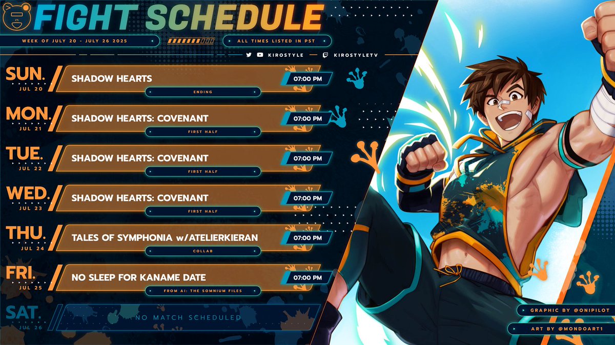 Kiro πͺπΈ (@kirostyle) on Twitter photo Stream schedule for the week! We're finishing Shadow Hearts and moving on to Shadow Hearts: Covenant! On Thursday, find me on <a href="/atelierkieran/">Kieran Young ππ€</a>'s channel for our continuing Tales of Symphonia playthrough! On Friday, the new AI: The Somnium Files game releases! Stream schedule for the week! We're finishing Shadow Hearts and moving on to Shadow Hearts: Covenant! On Thursday, find me on <a href="/atelierkieran/">Kieran Young ππ€</a>'s channel for our continuing Tales of Symphonia playthrough! On Friday, the new AI: The Somnium Files game releases!